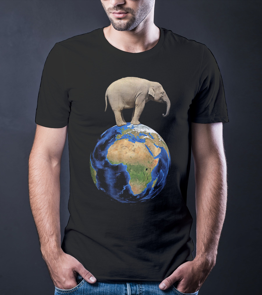 Elephant Standing On Earth Animal Conservation Earth Day T-Shirt