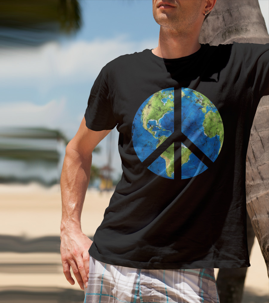 Peace On Earth Globe Peace Sign T-Shirt