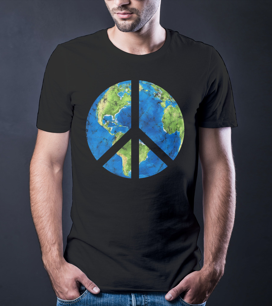 Peace On Earth Globe Peace Sign T-Shirt