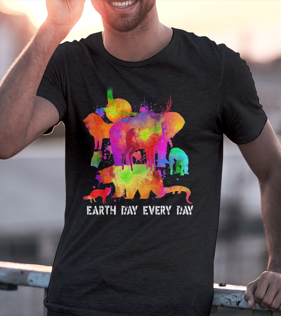 Earth Day Every Day Colorful Animal T-Shirt