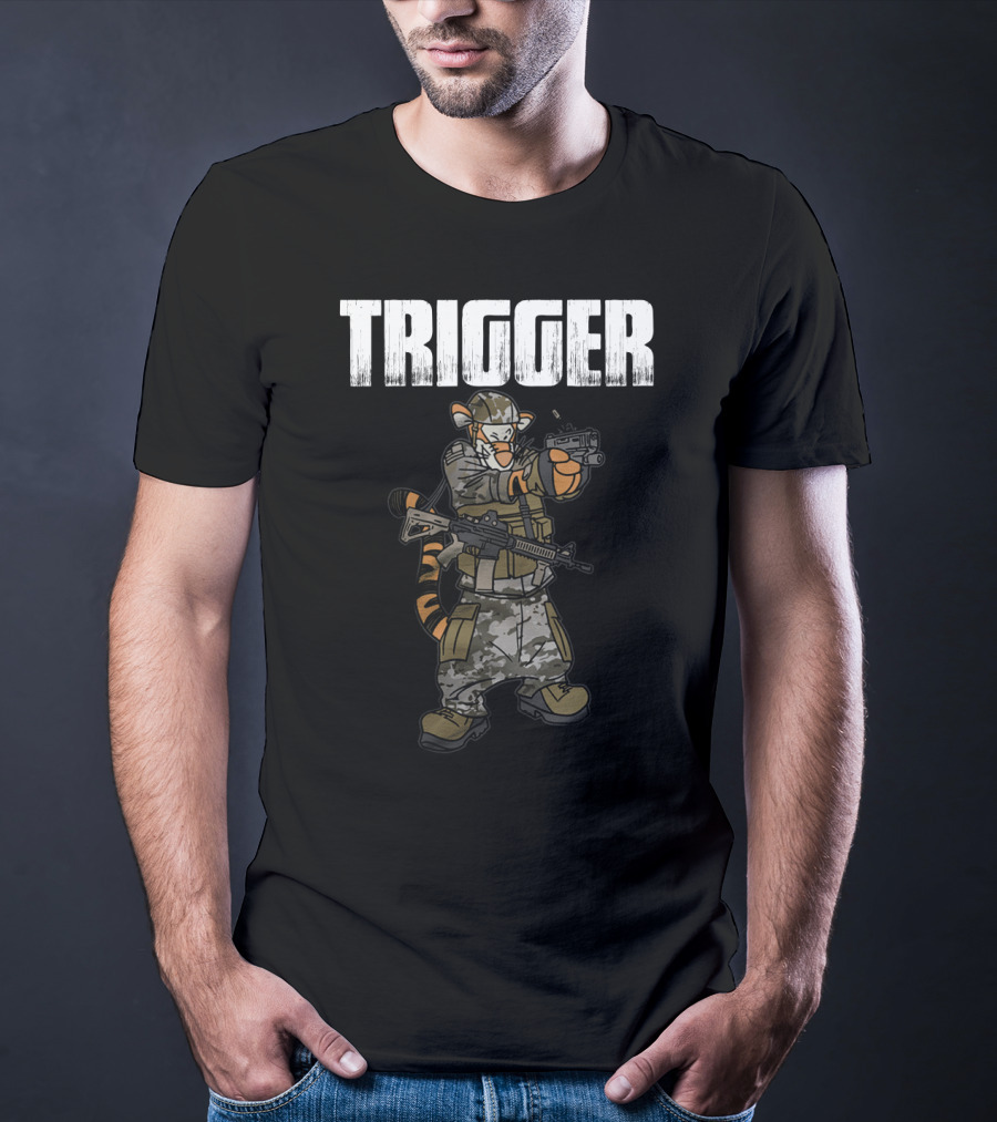 Tactical Trigger Tiger In Military Gear T-Shirt