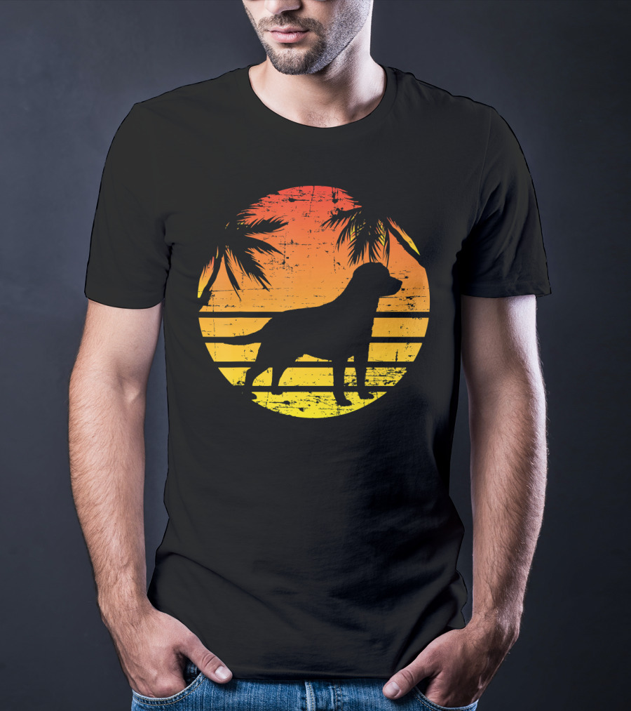 Vintage Labrador Retriever Sunset Tropical T-Shirt