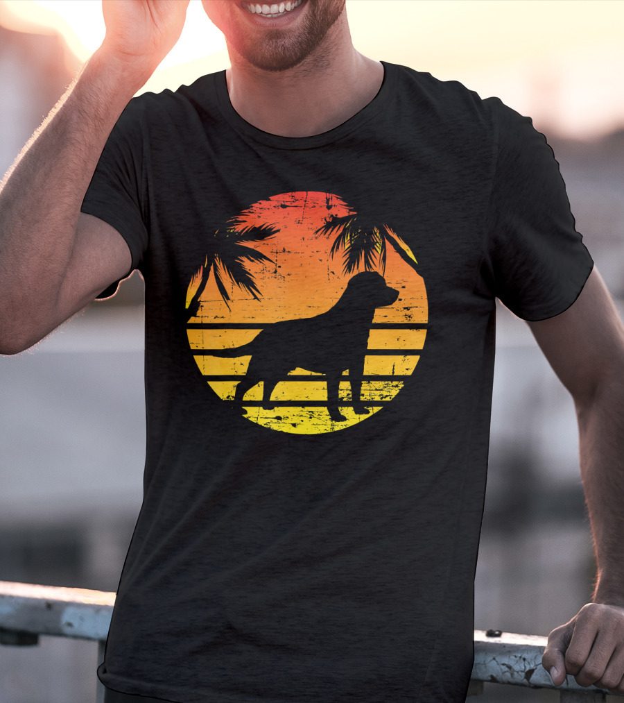 Vintage Labrador Retriever Sunset Tropical T-Shirt