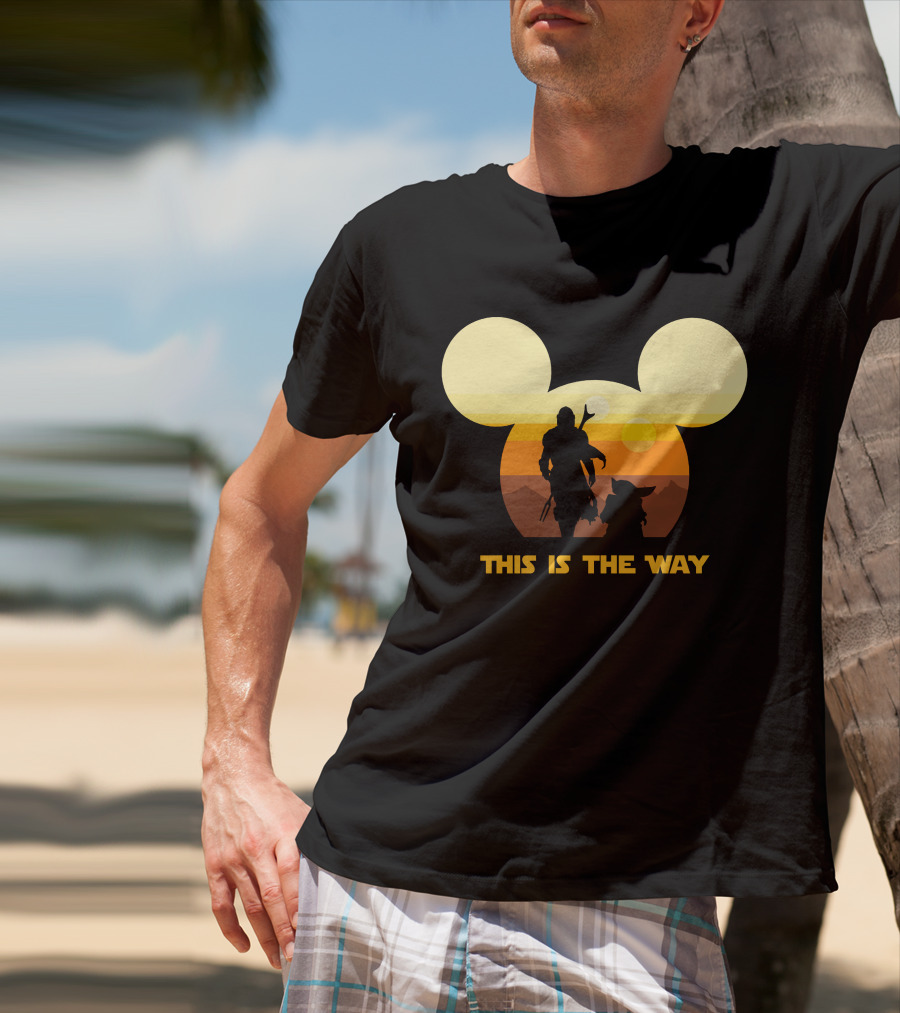 Mickey Star Wars Sunset This Is The Way Mandalorian T-Shirt