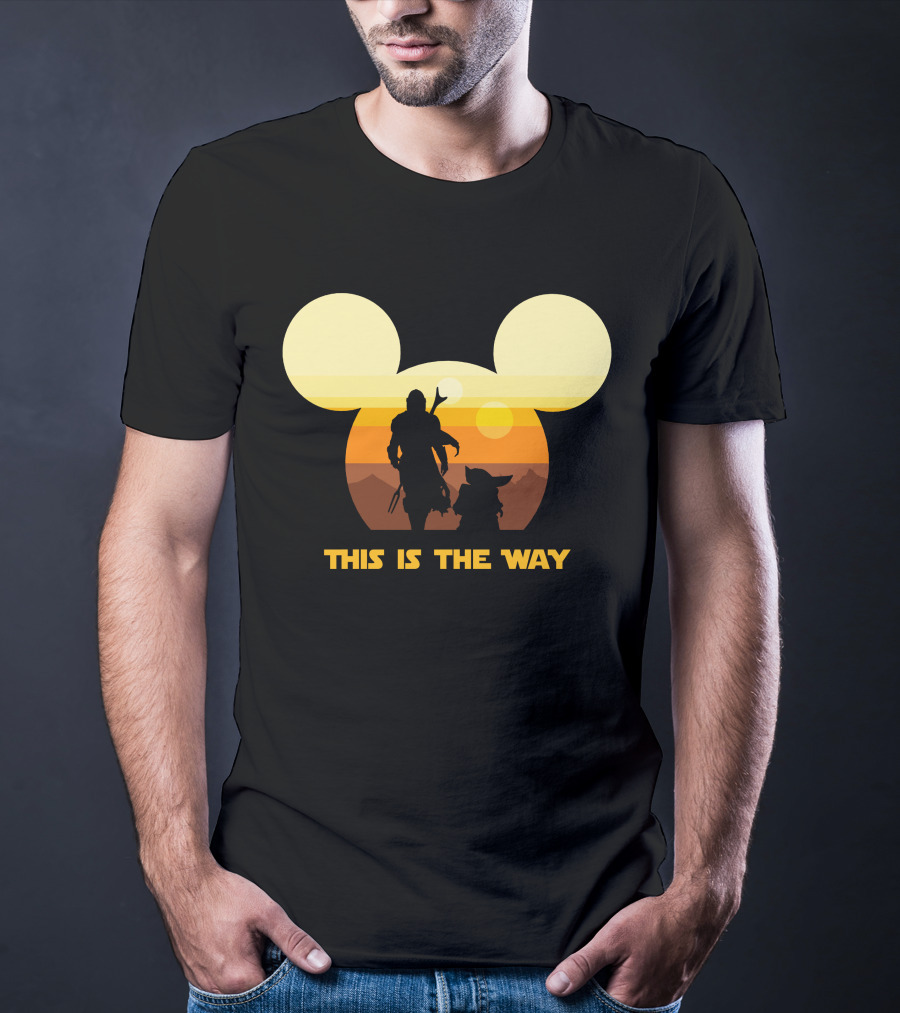 Mickey Star Wars Sunset This Is The Way Mandalorian T-Shirt