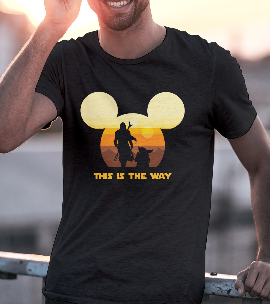 Mickey Star Wars Sunset This Is The Way Mandalorian T-Shirt