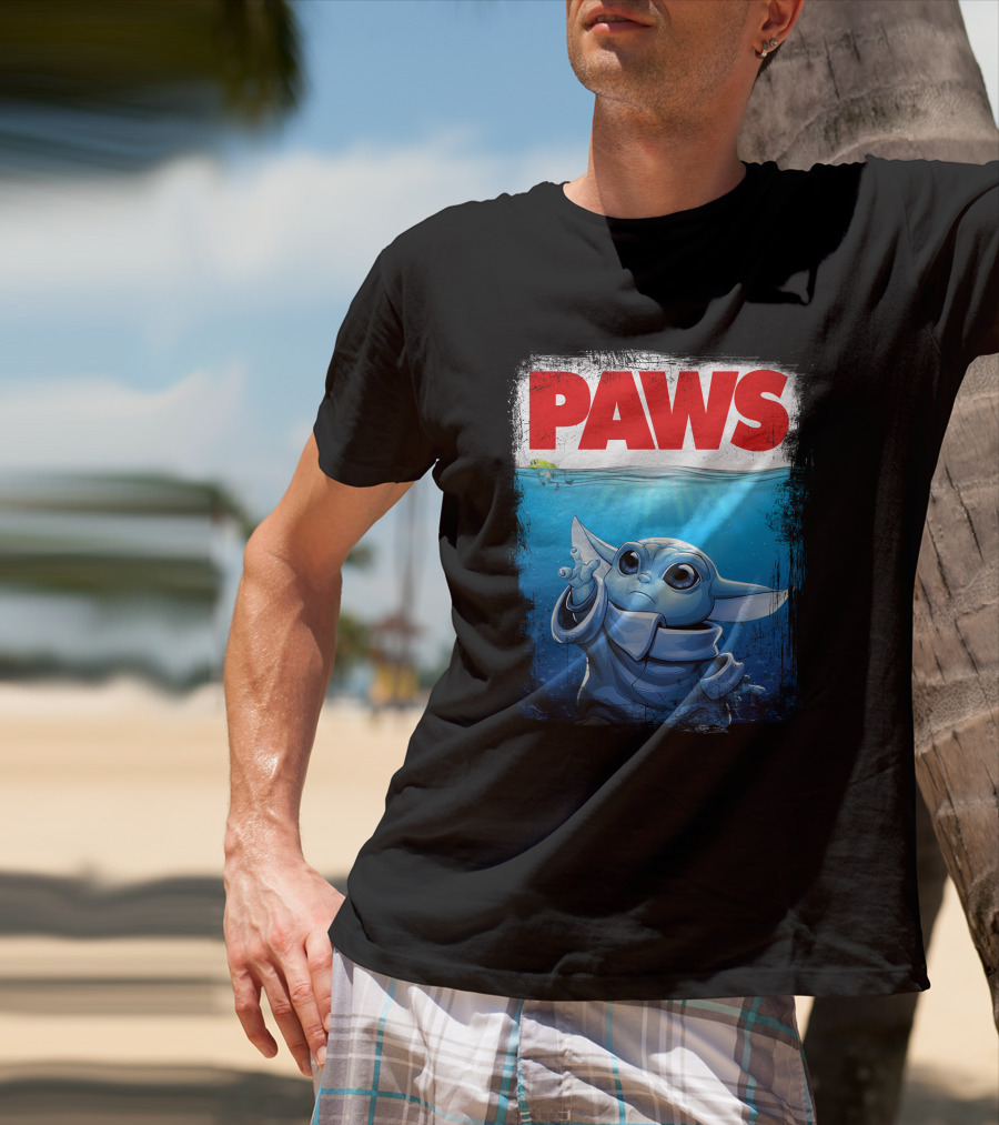 PAWS Yoda Parody Jaws Style Baby Yoda T-Shirt