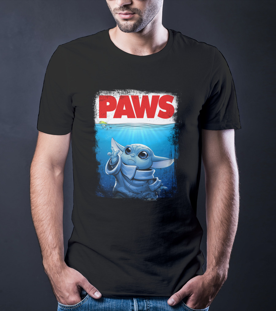 PAWS Yoda Parody Jaws Style Baby Yoda T-Shirt
