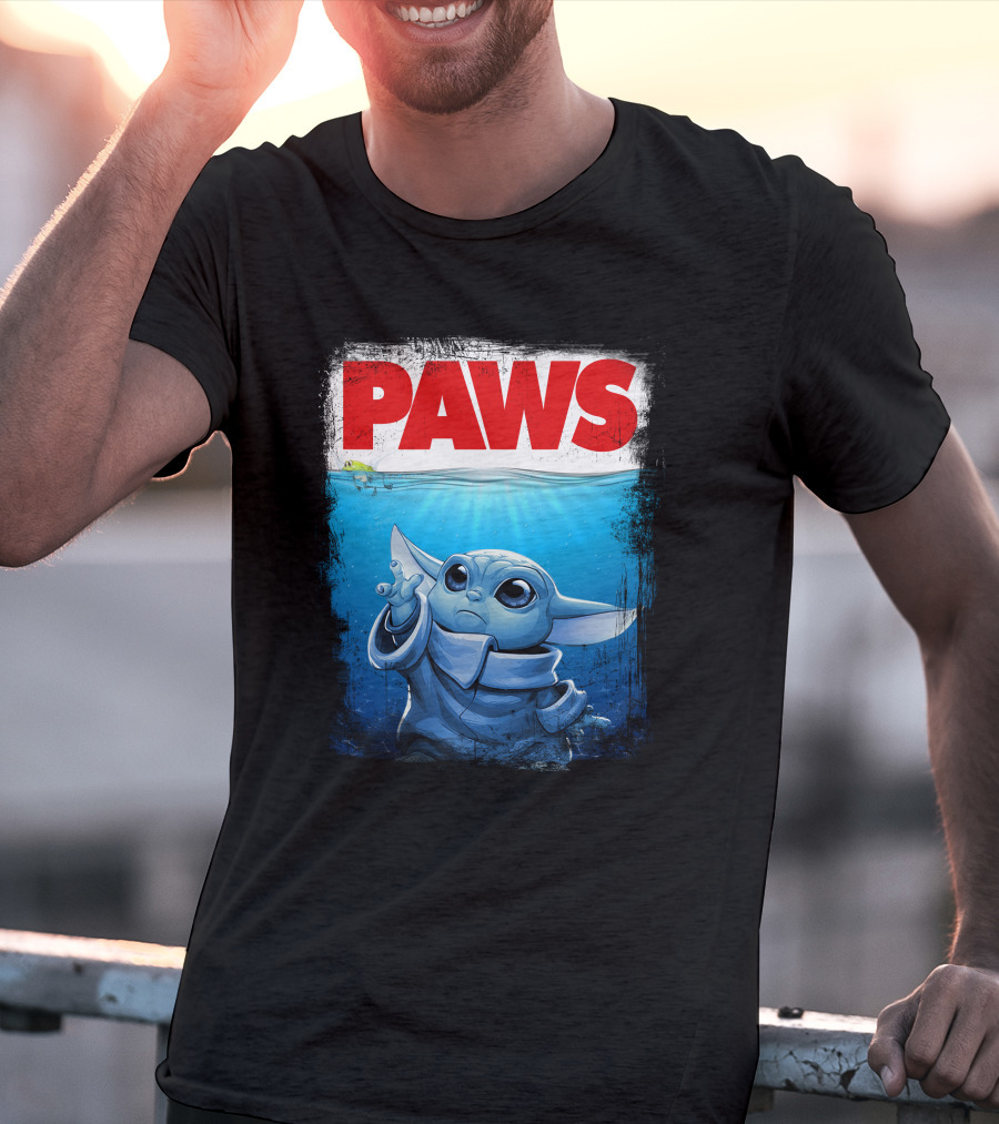PAWS Yoda Parody Jaws Style Baby Yoda T-Shirt