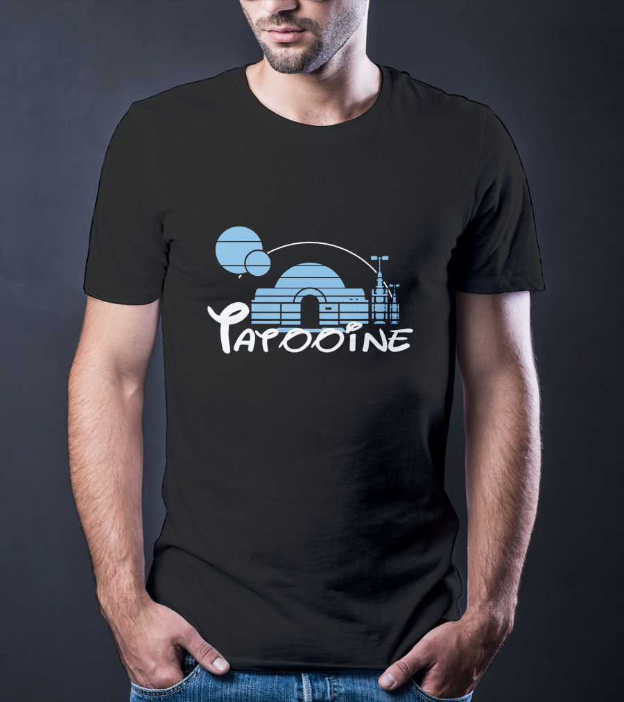 Tatooine Desert Landscape With Twin Moons And Building Outline T-Shirt