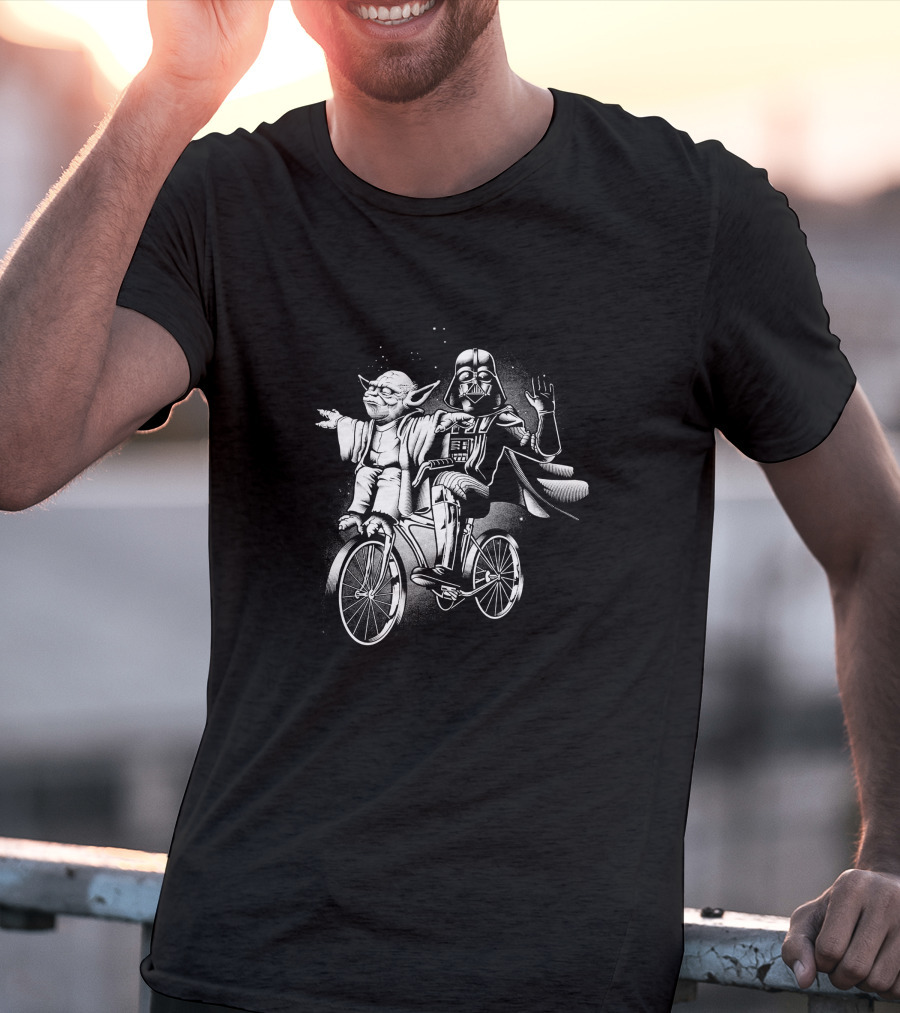 Yoda Darth Vader Riding Bicycle T-Shirt