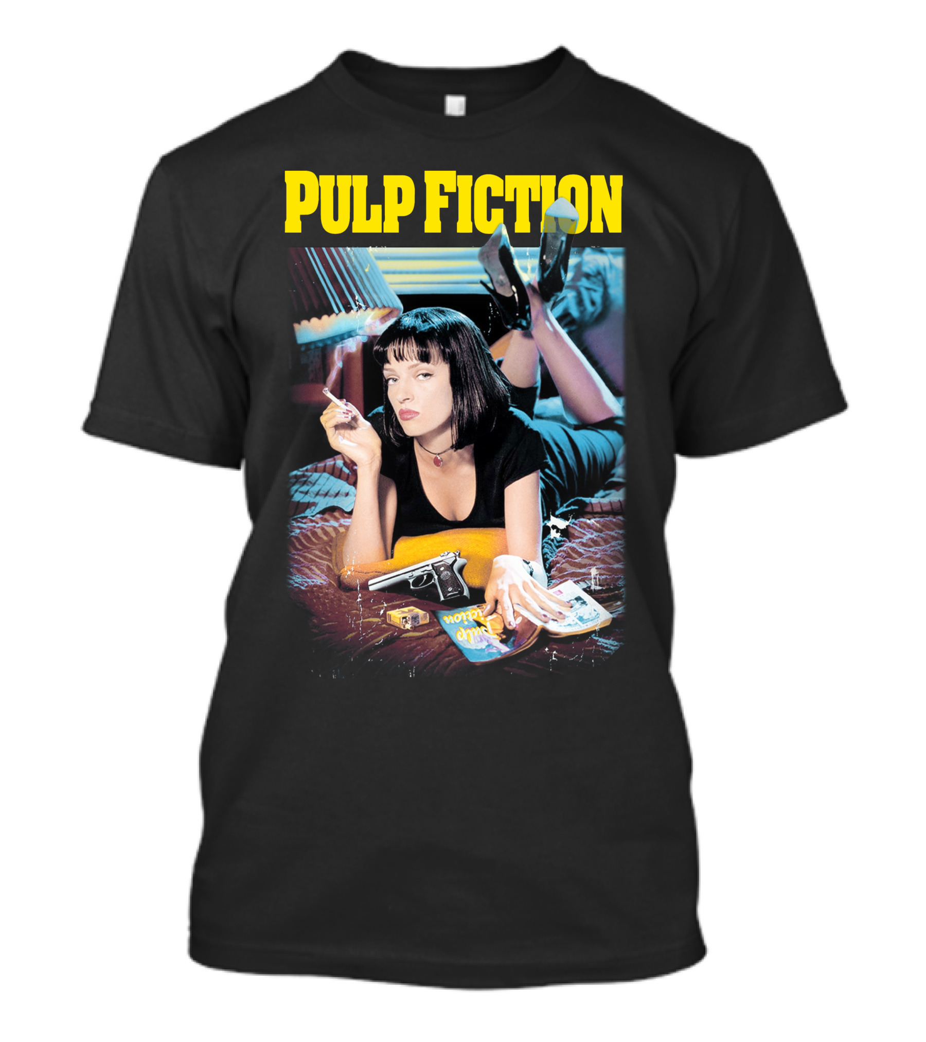 Pulp Fiction Mia Wallace Smoking Gun And Magazine T-Shirt