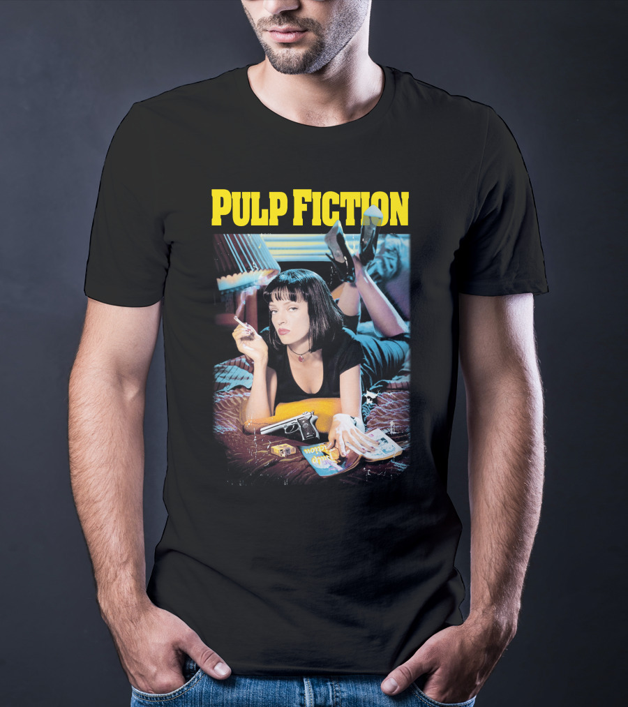 Pulp Fiction Mia Wallace Smoking Gun And Magazine T-Shirt