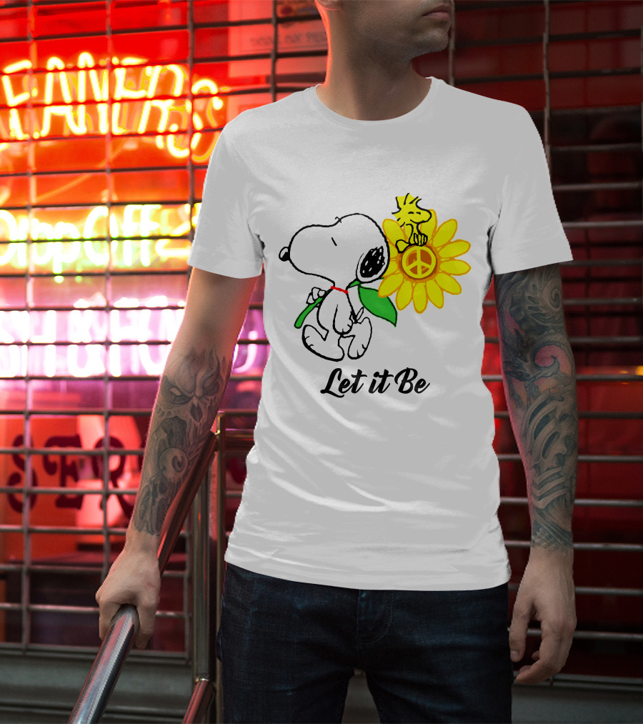 Let It Be Snoopy Woodstock Sunflower Peace T-Shirt