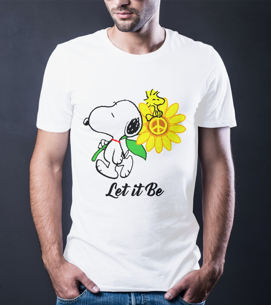 Let It Be Snoopy Woodstock Sunflower Peace T-Shirt