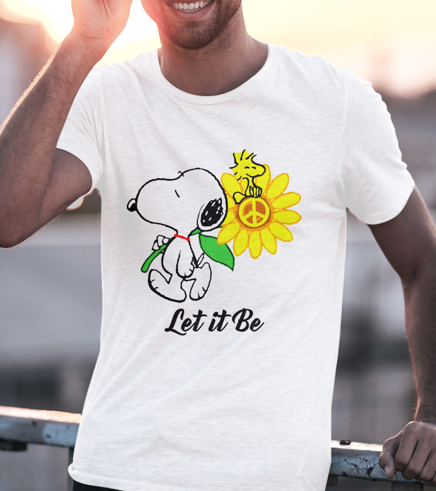 Let It Be Snoopy Woodstock Sunflower Peace T-Shirt