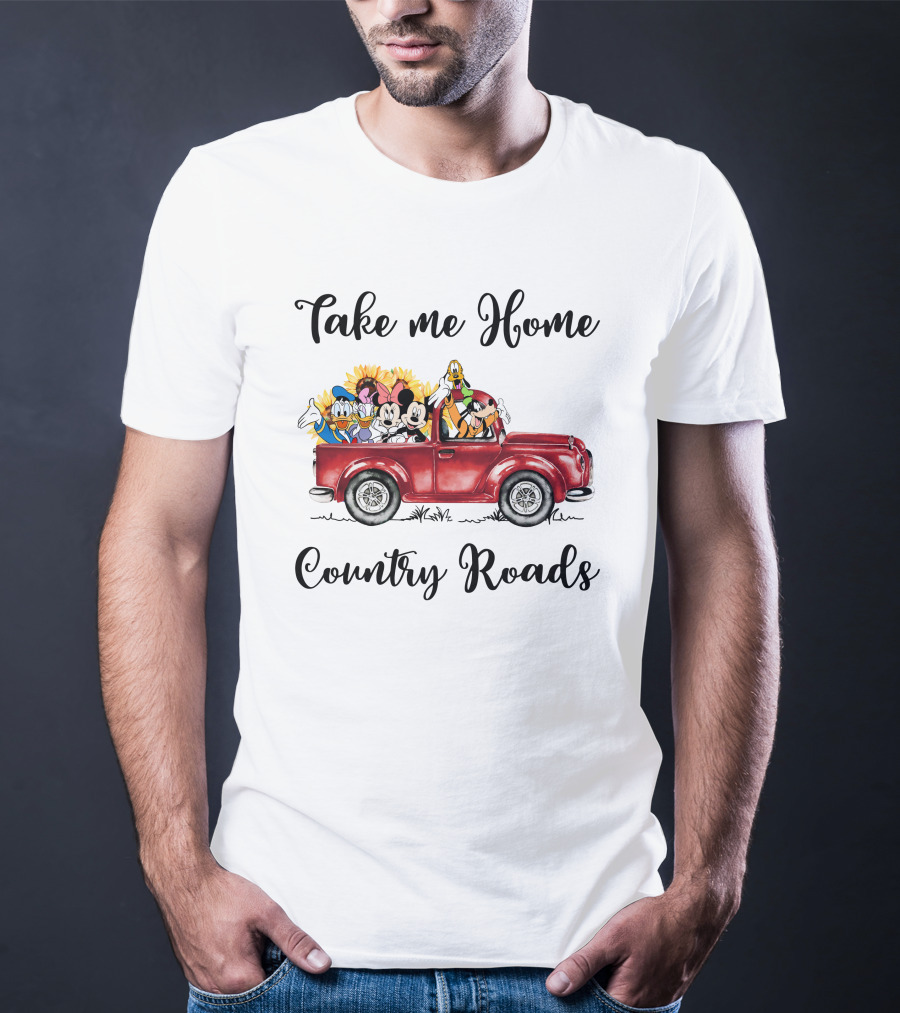 Take Me Home Country Roads Red Truck Disney Characters T-Shirt