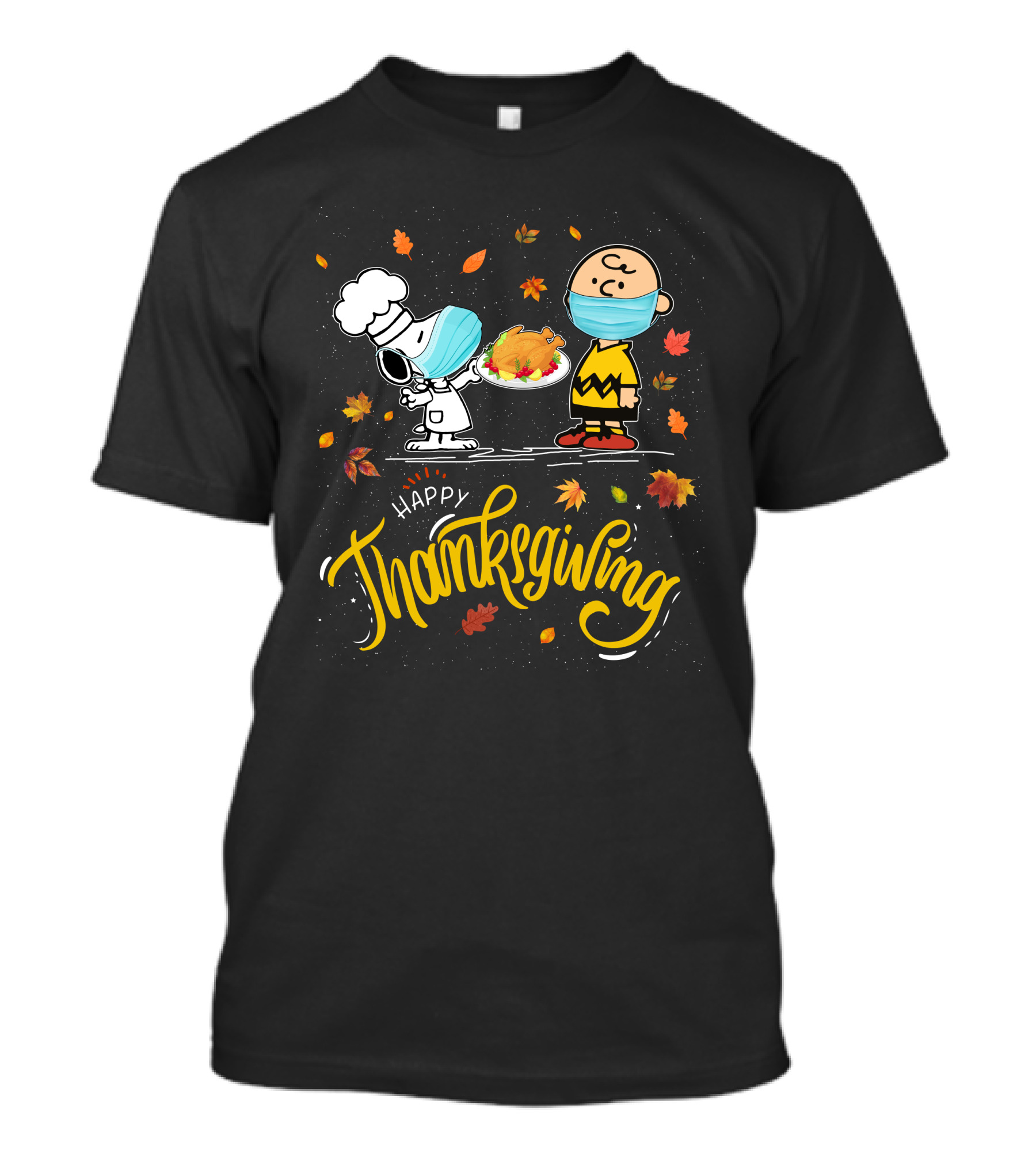 Happy Thanksgiving Snoopy And Charlie Brown Masked Feast T-Shirt