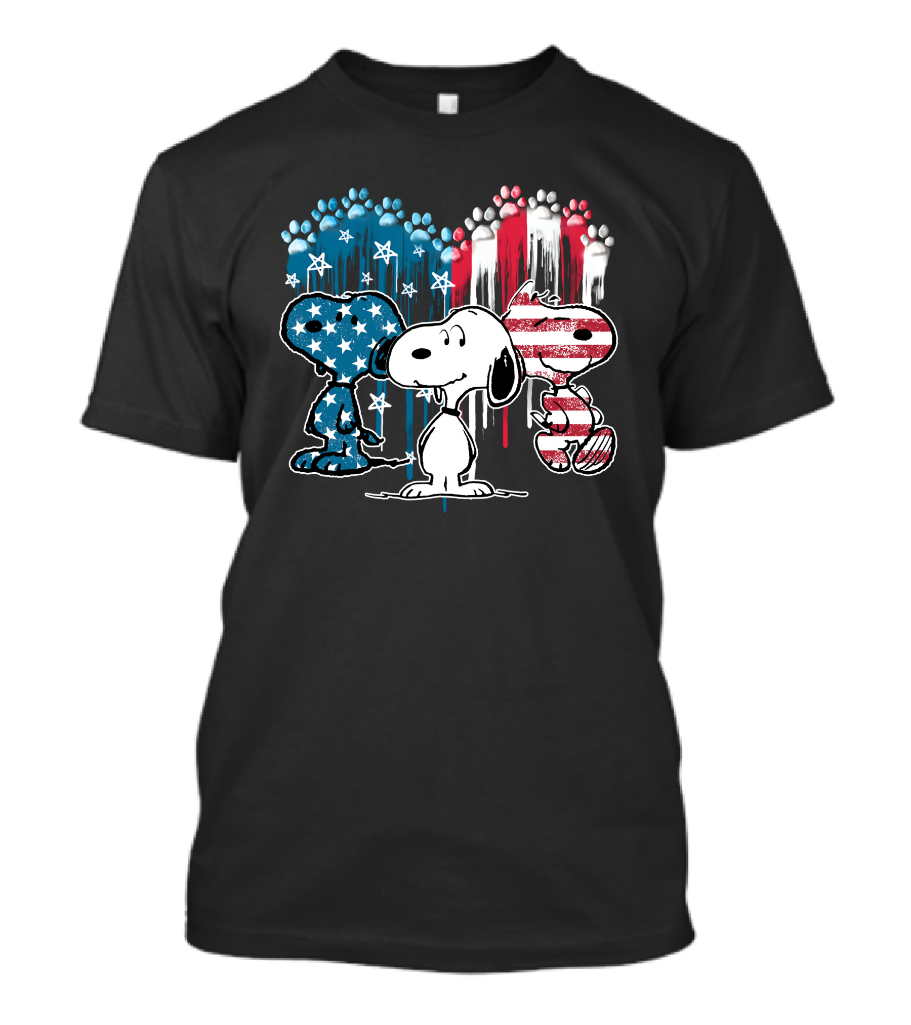 Snoopy US Flag Paws Drip Stars Stripes T-Shirt