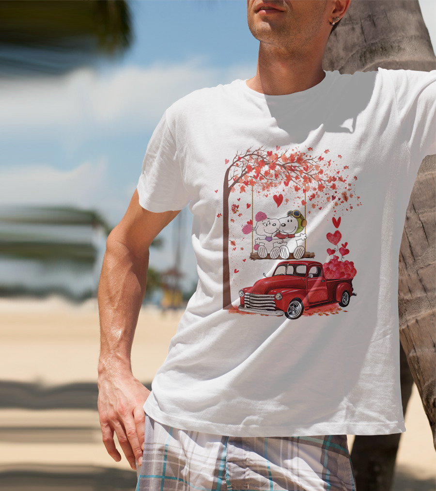 SNP Love Heart Tree Swing Red Truck Romance T-Shirt