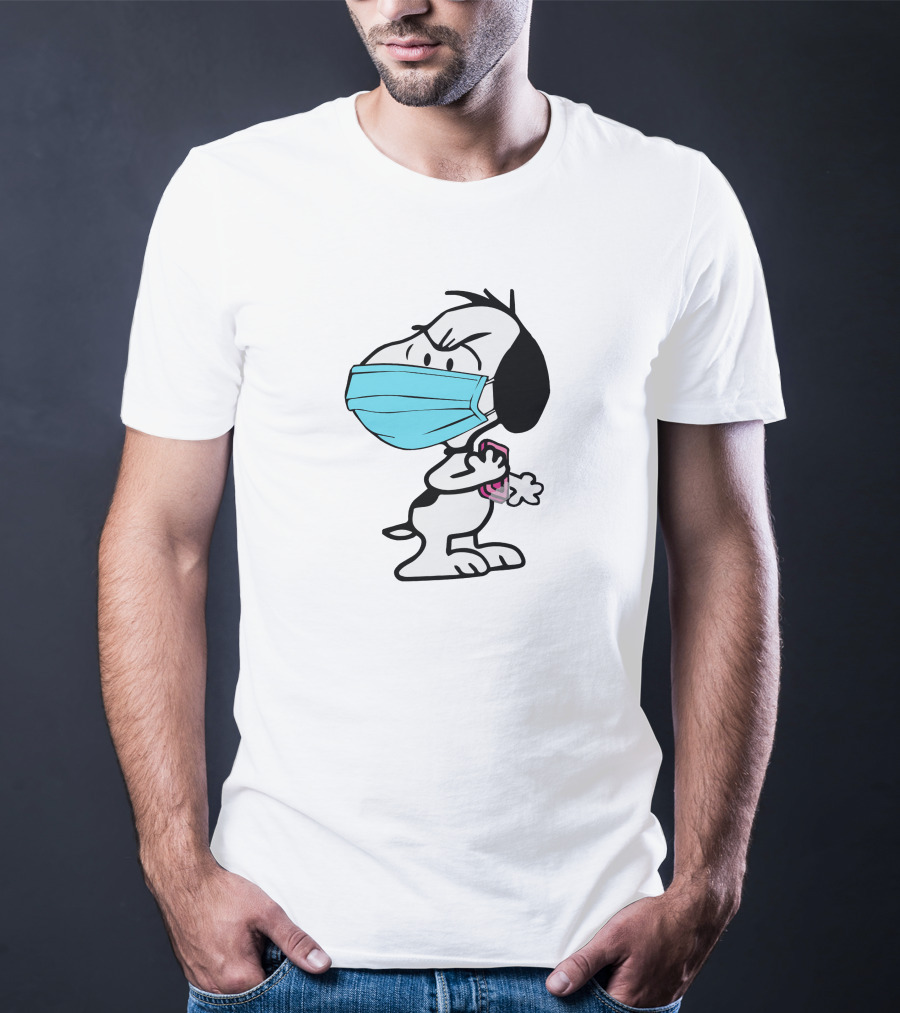 Snoopy Wearing Mask Washing Hands Hygiene Reminder T-Shirt