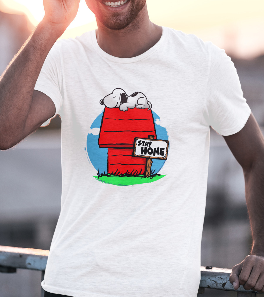 Stay Home Snoopy Doghouse Relaxation T-Shirt