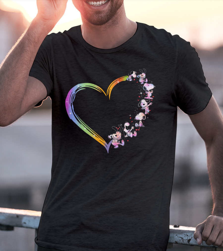 PN Heart Rainbow Cartoon Characters T-Shirt