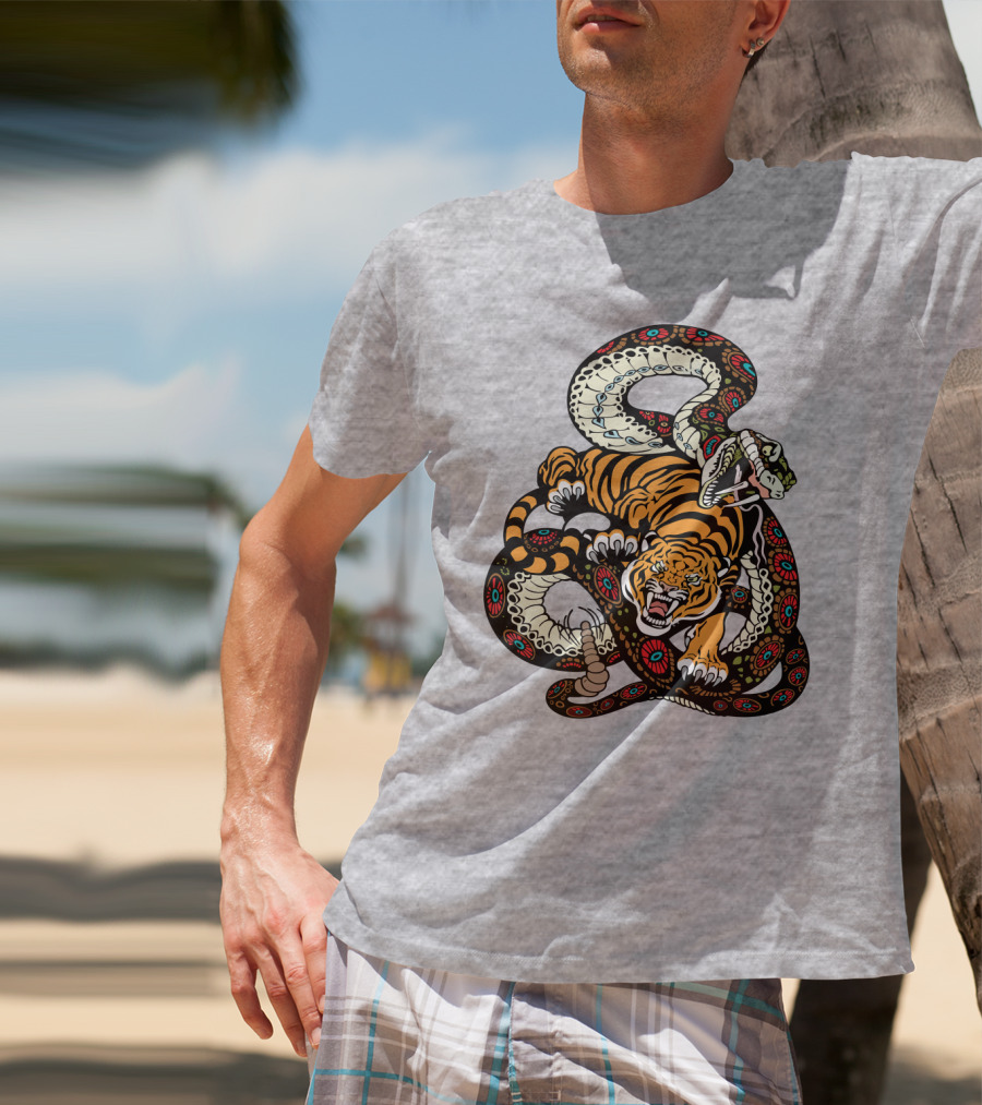 Tiger And Snake Fierce Battle T-Shirt