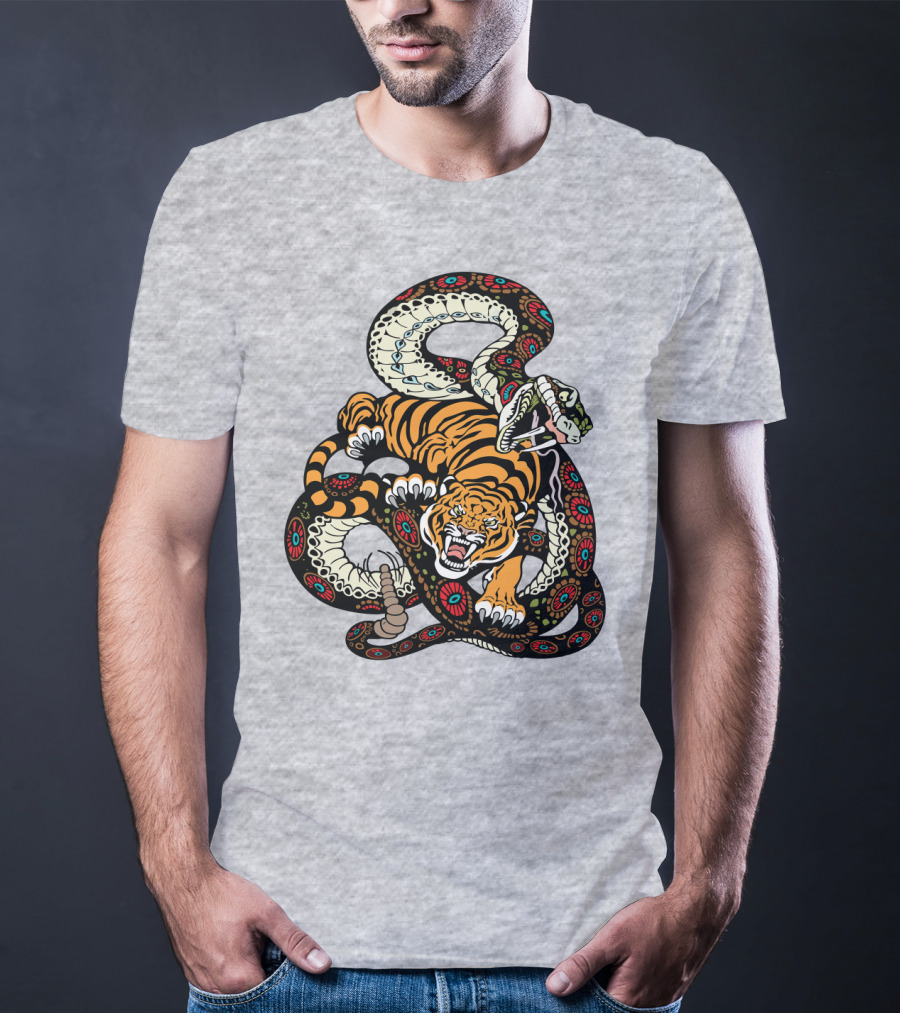 Tiger And Snake Fierce Battle T-Shirt