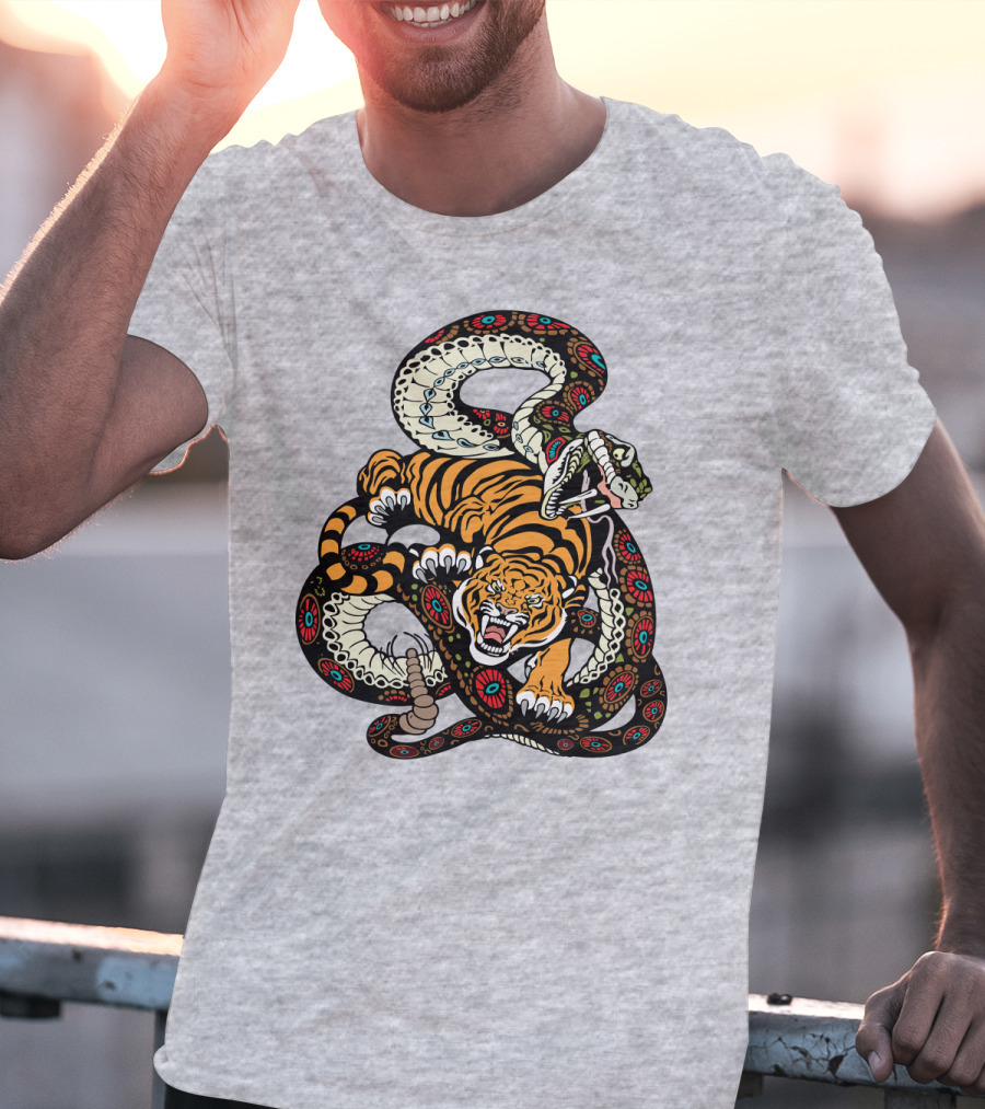 Tiger And Snake Fierce Battle T-Shirt