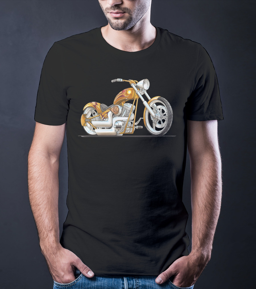 Best Motorcycle Custom Chopper Fiery Chrome T-Shirt