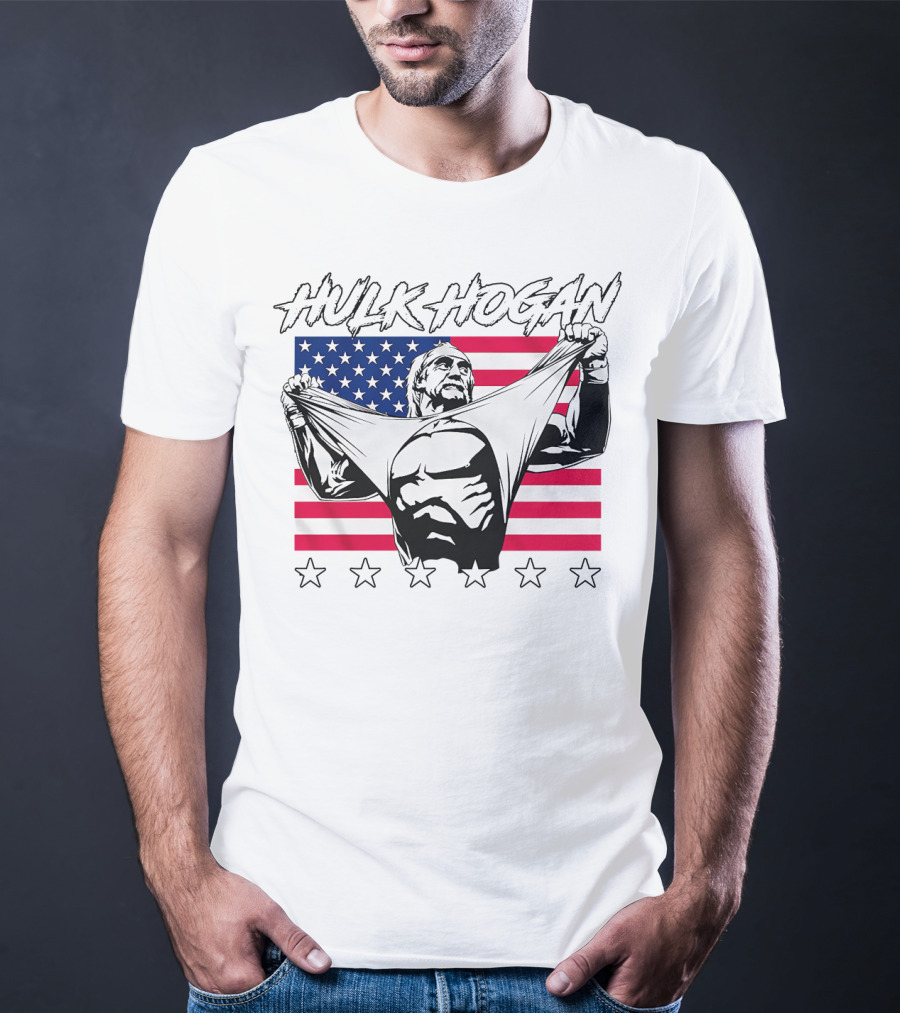 Hulk Hogan American Flag Stars Iconic Pose T-Shirt