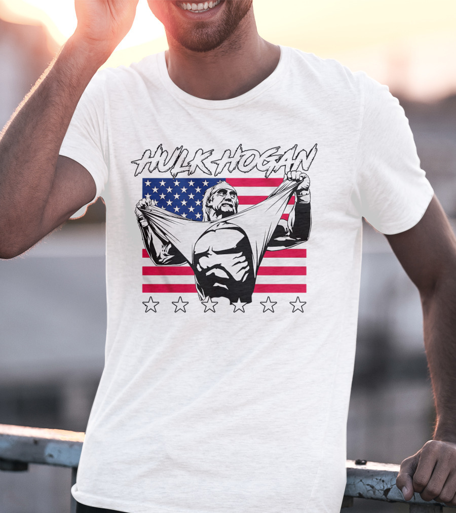 Hulk Hogan American Flag Stars Iconic Pose T-Shirt