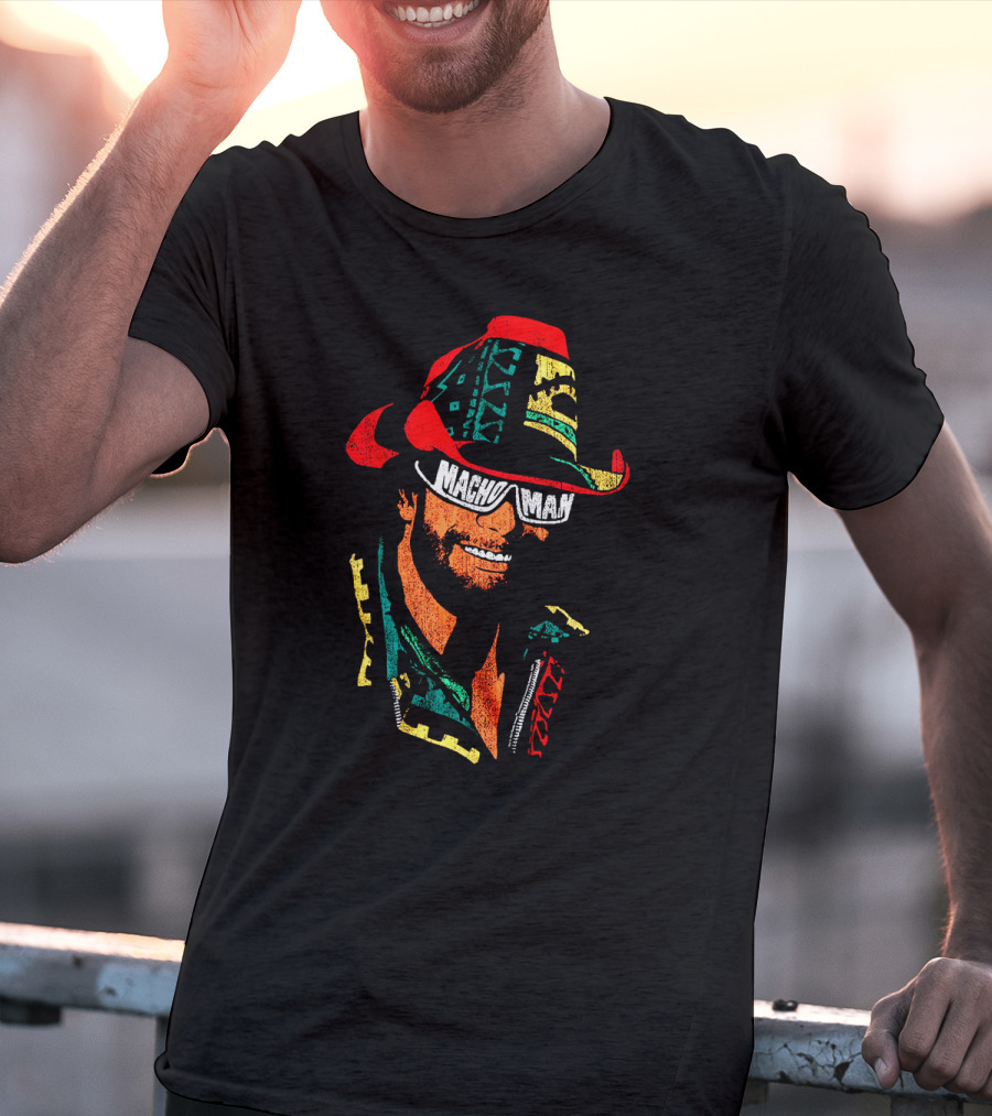 Macho Man Retro Style Cowboy Hat And Sunglasses T-Shirt