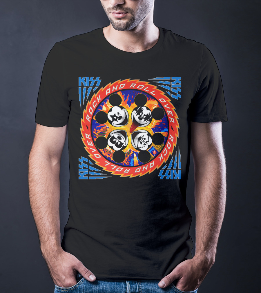 KISS Rock And Roll Over Mickey Mouse Faces T-Shirt