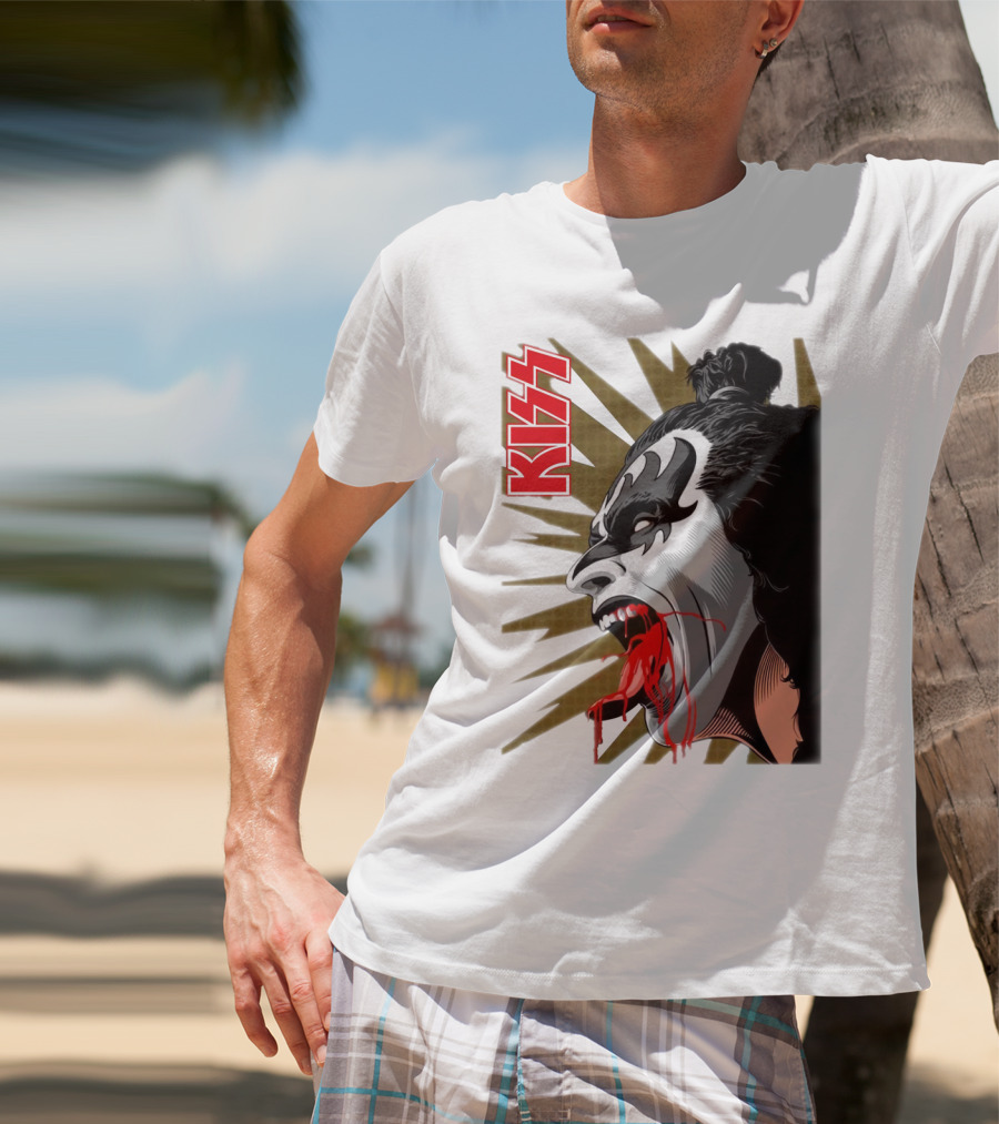 KISS Demon Face Makeup With Blood Spatter T-Shirt