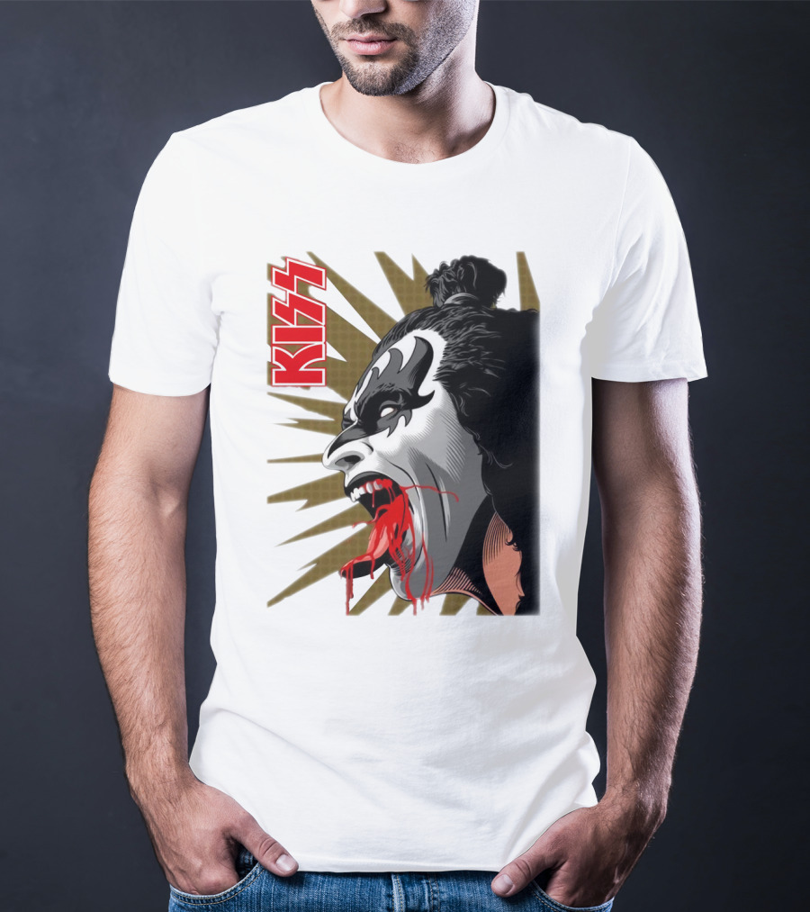 KISS Demon Face Makeup With Blood Spatter T-Shirt