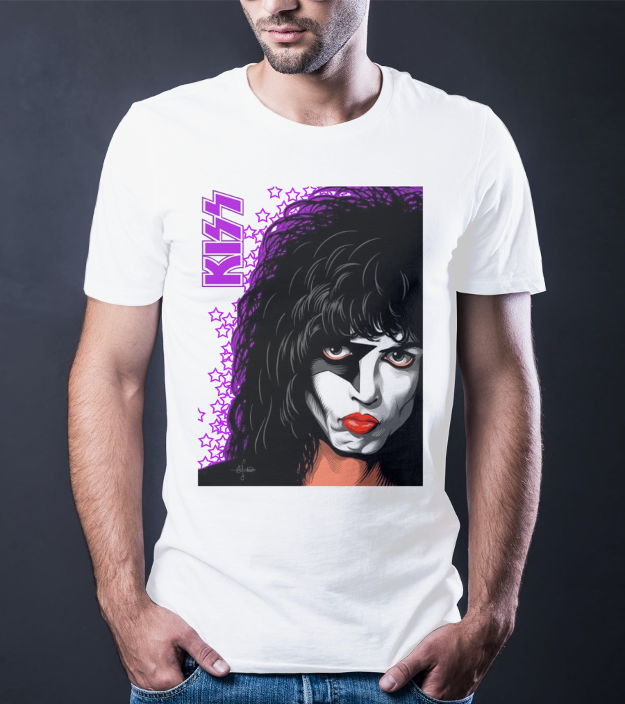 KISS Paul Stanley Starchild Icon With Purple Stars T-Shirt