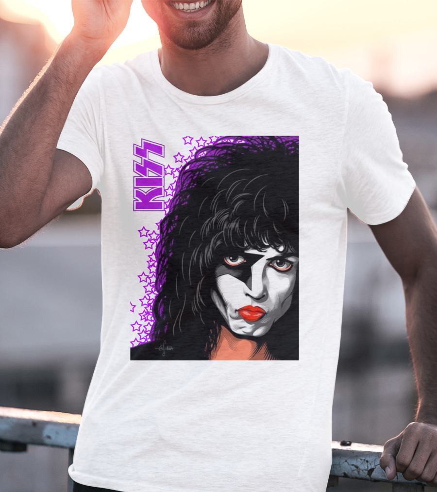 KISS Paul Stanley Starchild Icon With Purple Stars T-Shirt