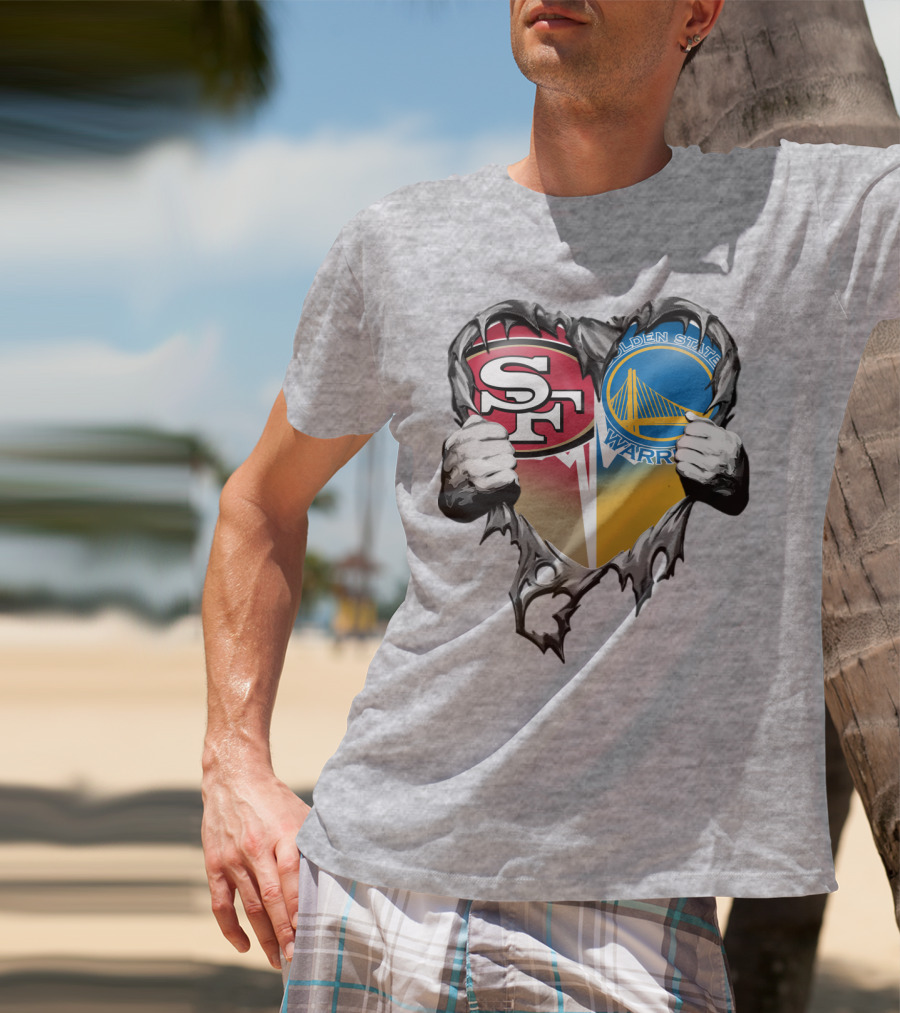Sf 49ers Golden State Warriors Heart Logo Mashup T-Shirt