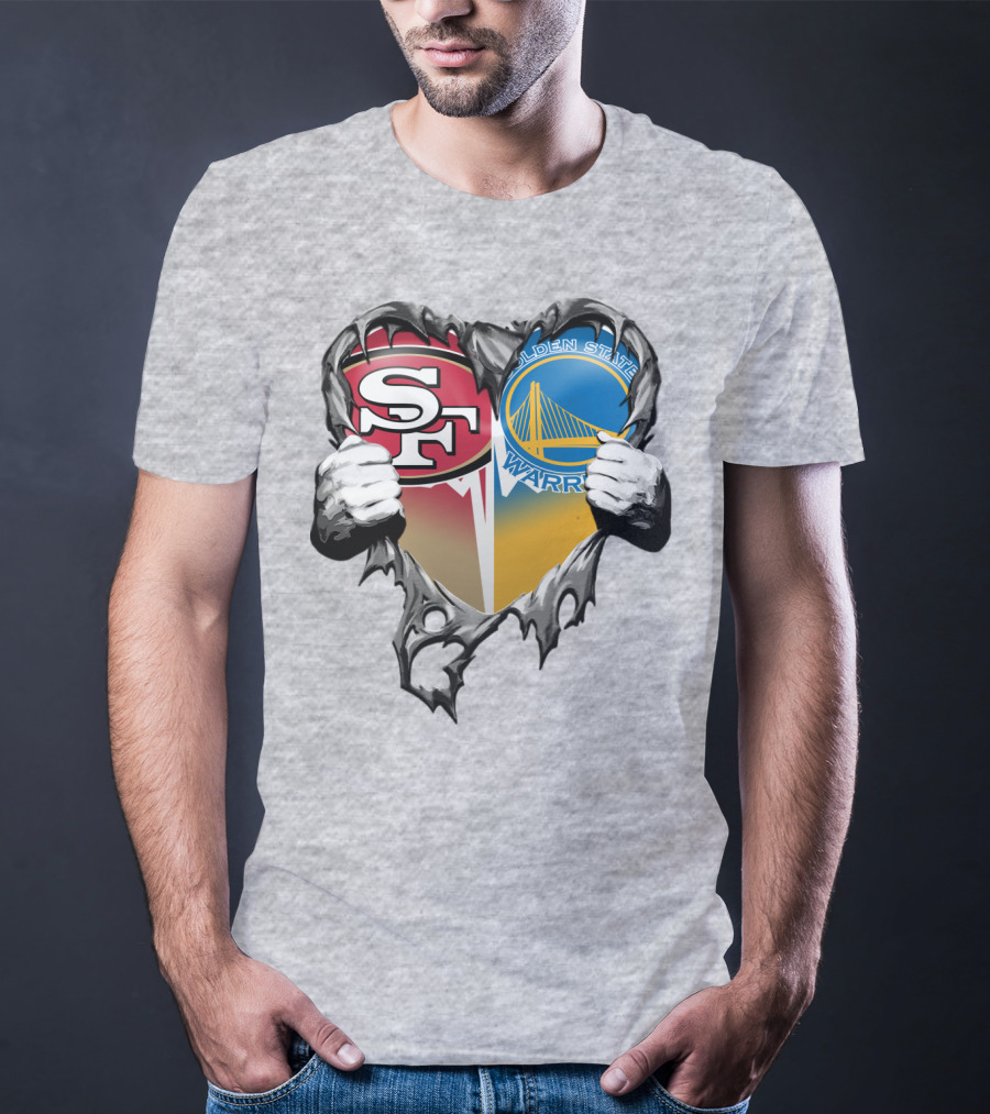 Sf 49ers Golden State Warriors Heart Logo Mashup T-Shirt