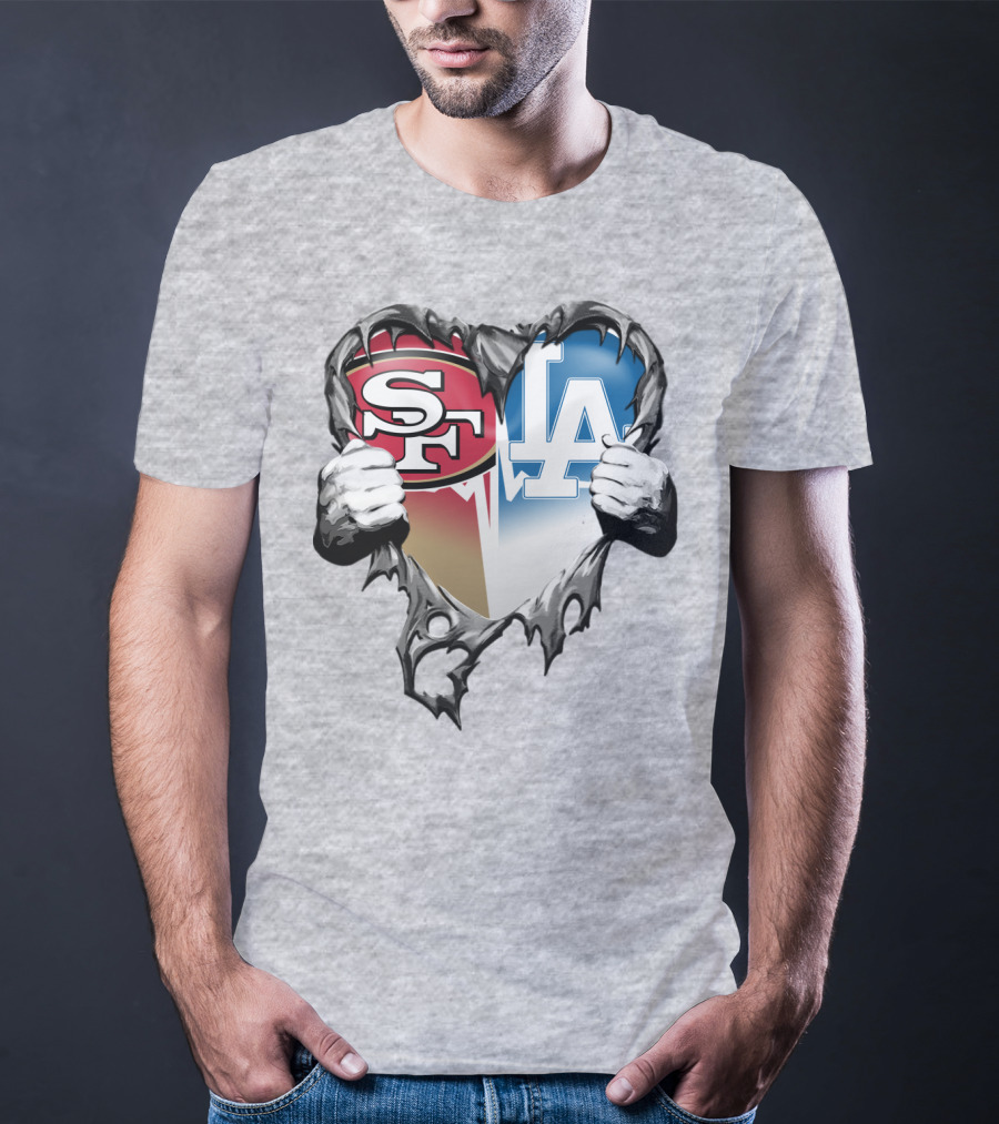 Sf La Heart Rivalry Baseball Fan Passion T-Shirt