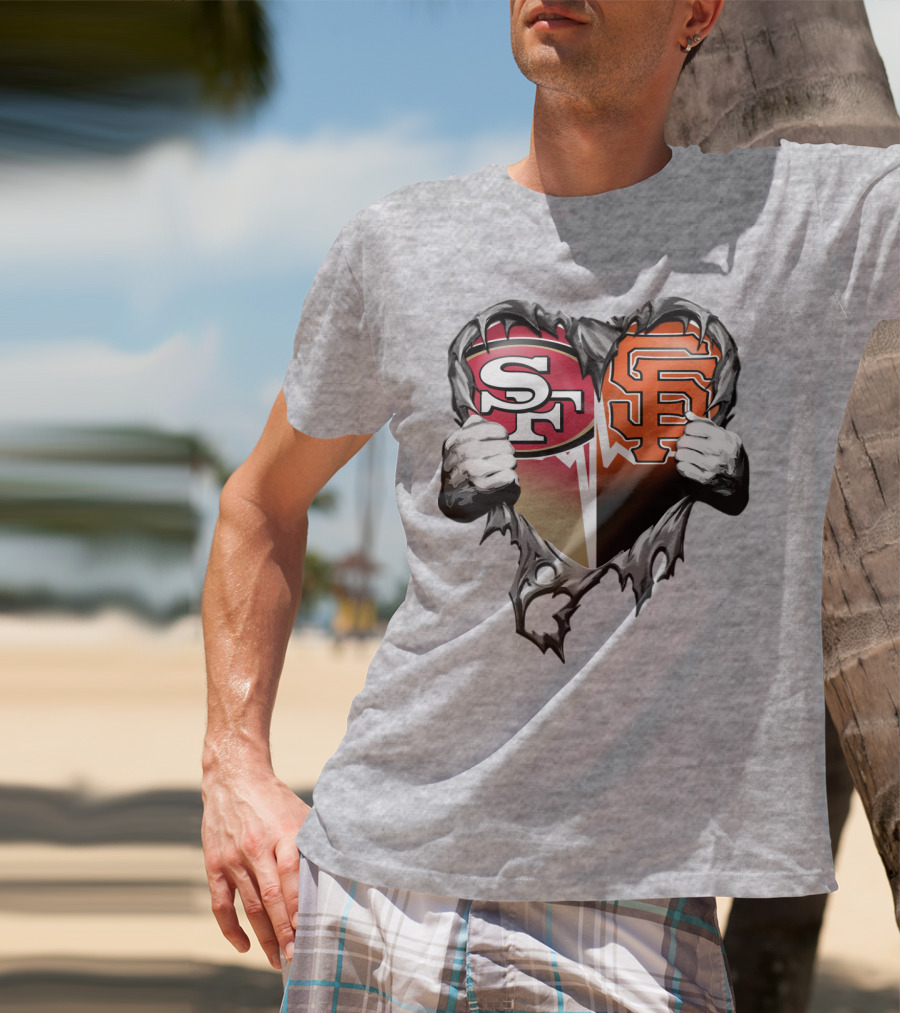 Sf Giants Sf 49ers Split Heart T-Shirt