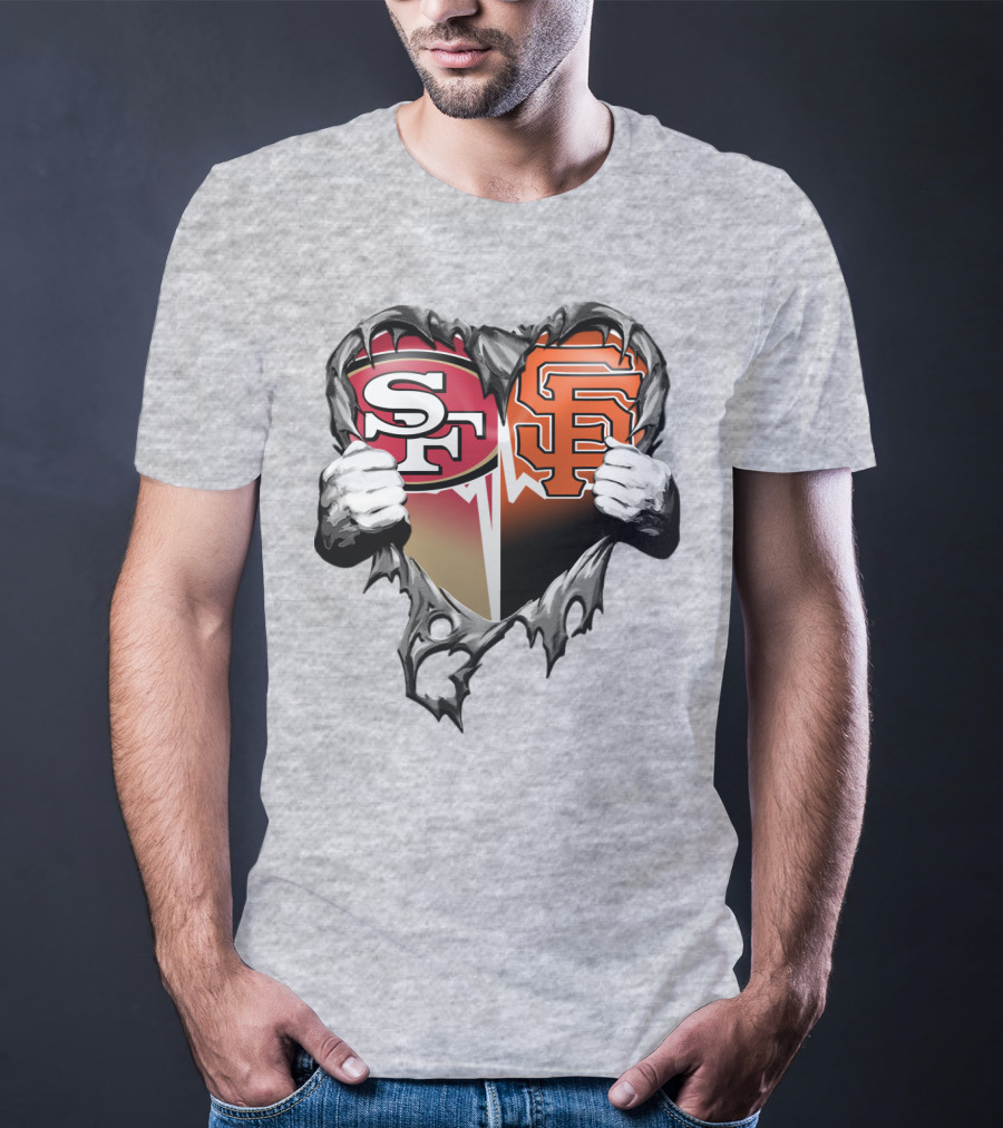 Sf Giants Sf 49ers Split Heart T-Shirt