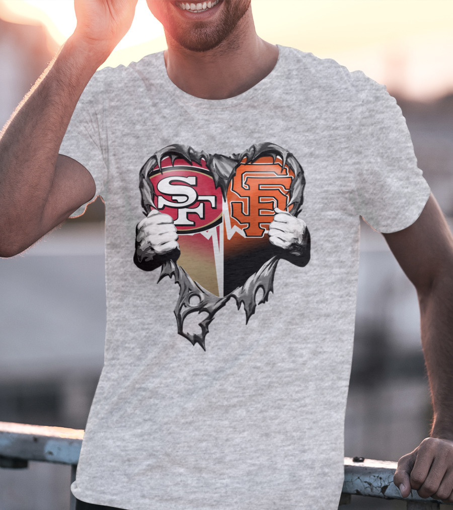 Sf Giants Sf 49ers Split Heart T-Shirt