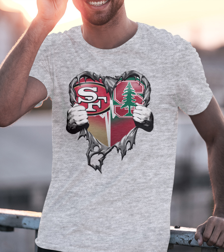 San Francisco 49ers And Stanford Cardinal Heart T-Shirt
