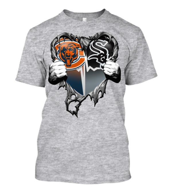 Chicago Bears And Chicago White Sox Heart Logo Xatt009 T-Shirt