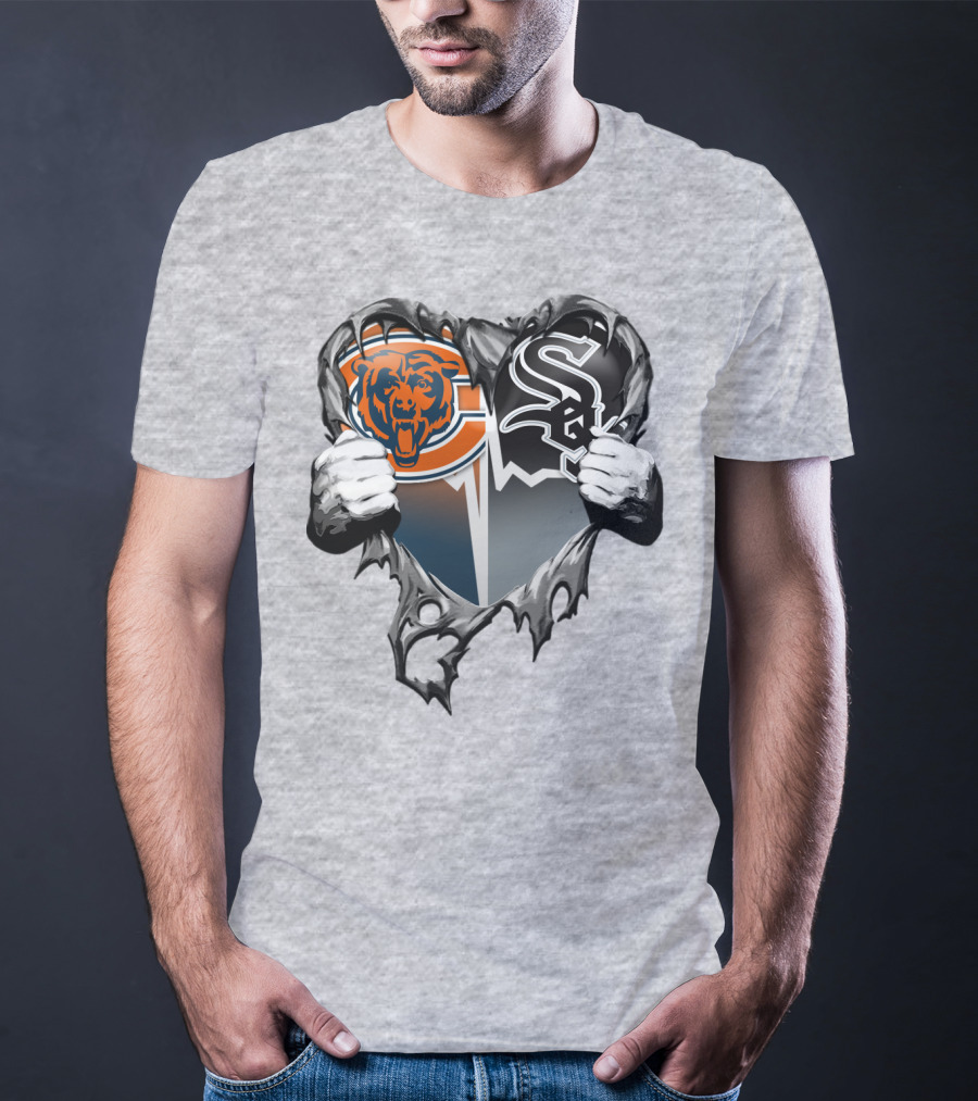 Chicago Bears And Chicago White Sox Heart Logo Xatt009 T-Shirt