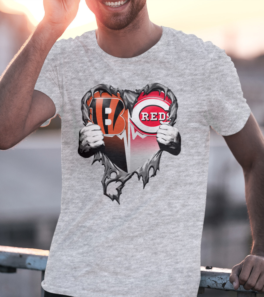 Cincinnati Bengals And Reds Heart T-Shirt