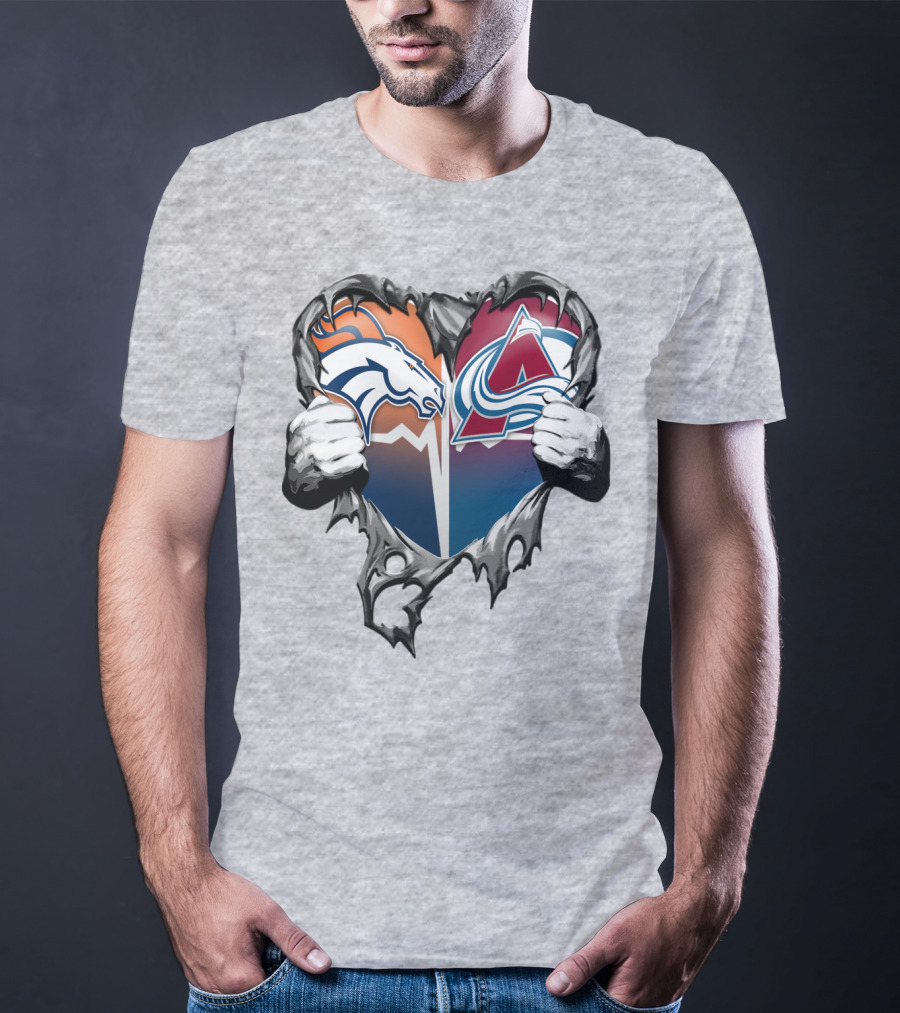 Broncos Avalanche Rip Heart T-Shirt
